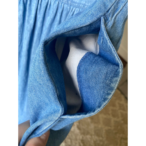 Vintage Boundary Waters Denim Dress Midi Button Front Pockets L Cottagecore 90s - Picture 10 of 11